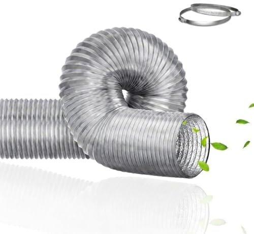 Xiqiggi Tuyau Climatiseur Mobile, Tuyau de Ventilation 150 mm, 300 cm Tuyau d'Evacuation en PVC Aluminium Gaine Ventilation avec 2 Colliers, Conduit d'Air Flexible pour Climatisation, Hotte