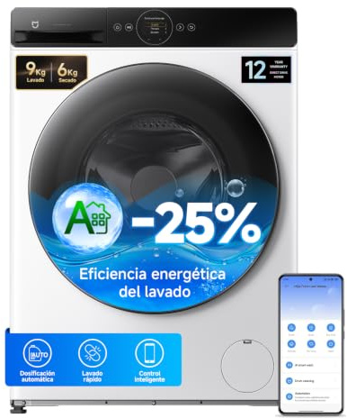 Xiaomi Mijia Front Load Washer Dryer Pro 9 kg Lavaggio / 6 kg Asciugatura | Doppio dosaggio automatico, Lavaggio rapido, Refresh e igiene a vapore, Controllo intelligente, Efficienza di lavaggio A-25 %
