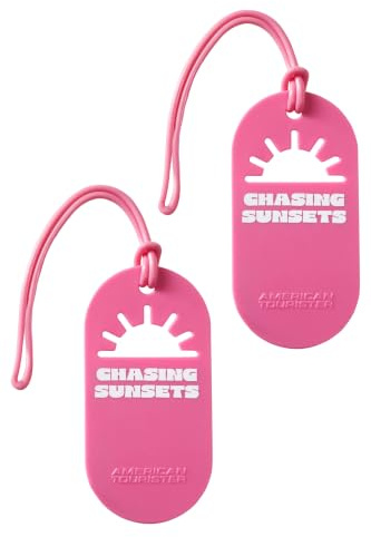 American Tourister Gepäckanhänger - Kofferanhänger für Koffer und Taschen, mit Aufdruck und Adresskarte, Set aus 2 Stück - Chasing Sunsets