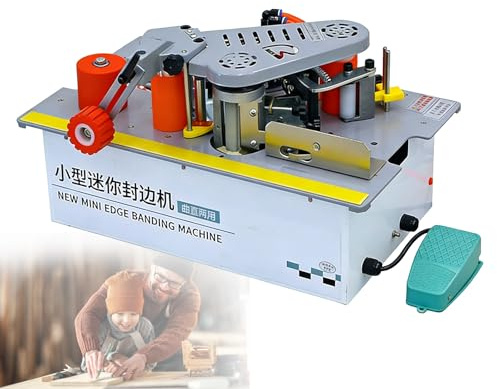SIEEOUR Canteadora Portátil Para Trabajo De Madera, Máquina Canteadora Con Corte De Cinta Automático, Encolado Doble Cara Para Madera Y Pvc,Para Cantos Rectos Y Curvos 10-40mm