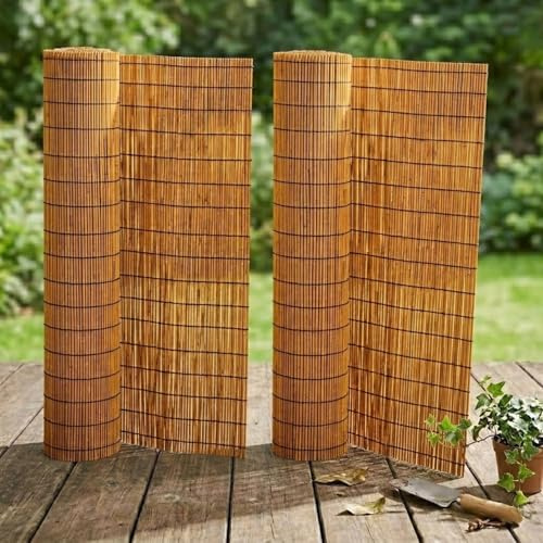 YQYHNB Canisse en Roseau Naturel Brise Vue Jardin Balcon Terrasse, Palissade Jardin Exterieur, Cache Vue Balcon, Pare Vue, Paillasse Pergola, Bambou Bois, Brise Vue Hauteur(Brun,0.61 m H x 3.05 m L)