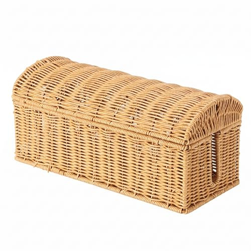 Grande boîte de rangement de câbles en rotin, routeur WiFi décoratif et cache modem