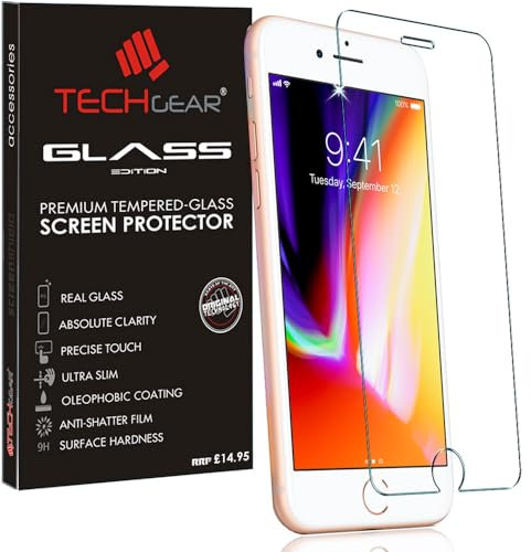 TECHGEAR Verre Trempé Compatible avec iPhone 8, iPhone 7, iPhone 6/6s VERRE, Protecteur d'Écran Original en Verre Trempé