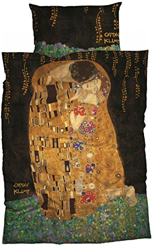 Goebel Bettwäsche Der Kuss Satin aubergine-Gold Größe 135x200 cm (80x80 cm)