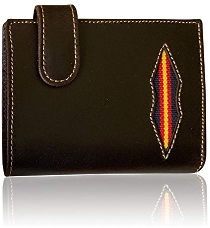 LEGADO Cartera de Hombre Vox Marrón Piel tratada Bandera Inferior con Regalo de Pulsera España (Marrón Vertical Vox con Broche)