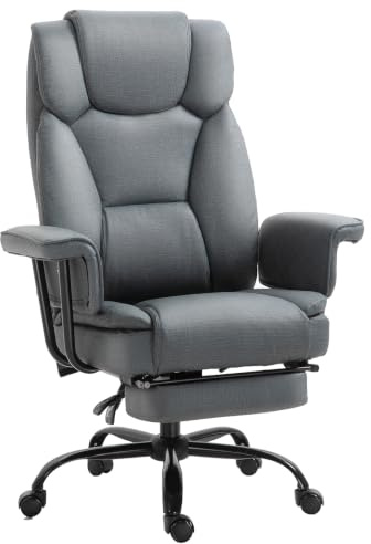Vinsetto Bürostuhl Ergonomischer Computerstuhl 68 x 80 x 120–126 cm | Chefsessel, 360° Drehbar, Höhenverstellbar, mit Kopfstütze, Gepolsterte Armlehnen, mit Fußstütze, Kunstleder