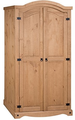Corona 2 Door Arch Top Wardrobe Solid Pine Storage Bedroom Furniture