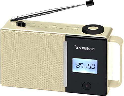 Sunstech RPDS500. Radio portátil Digital FM, BT (v5.0), Puerto USB, conexión aux-in. Color Beige.
