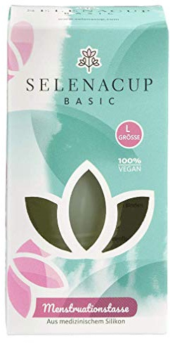 Selenacare Menstruationstasse Basic - waschbarer Periodencup aus medizinischem Silikon - mit Aufbewahrungsbeutel aus Baumwolle, Größe L (33ml)