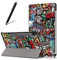 Artfeel Custodia per Samsung Galaxy Tab S7 Plus 12.4 2020 T970/T975,Sottile Leggero Pelle Cover Pieghevole Supporto Regolabile Multi-Anglo Caso Slim Flip Folio Tablet Copertura,Graffiti