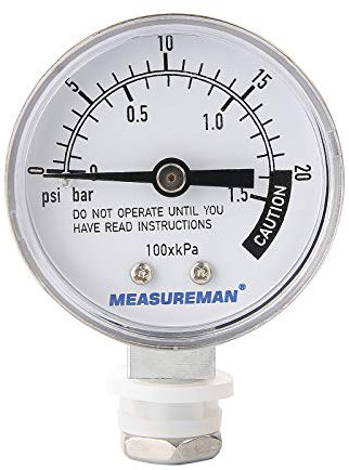 MEASUREMAN Stainless Steel Pressure Cooker Gauge, 2 Dial, Lower Mount, Including Hexagon Gasket and Nut