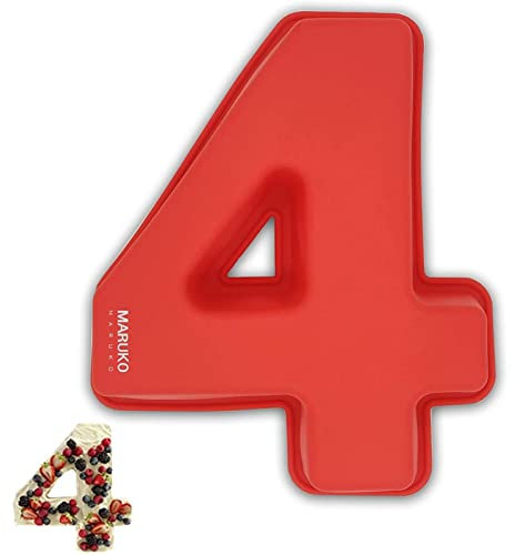 Number Cake Tins Silicone, Number 4 Cake Tin Mould, 10 inch 3D Large Silicone Number Cake Moulds, Baking Pans for Birthday and Anniversary, BPA Free, Non-Stick