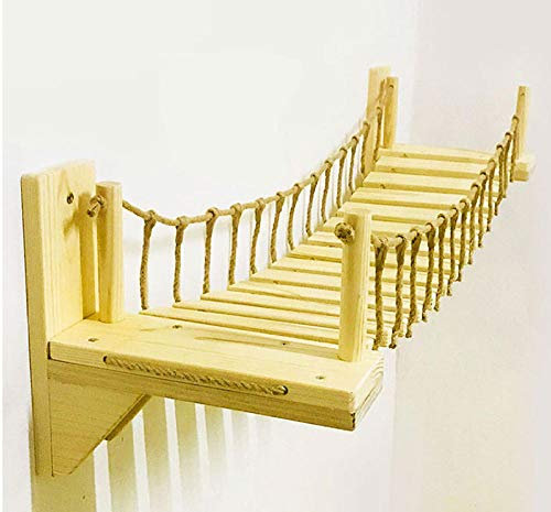 YITON Kratzbäume Katze Roped Cat Bridge Klettergerüst Wandmontage Holz Kratzbaum Haus Bett Sisal Kratzbaum Springbrücke 1Set 120Cm