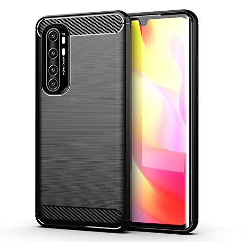 Max Power Digital Cover per Xiaomi Mi Note 10 Lite Protettiva Case Custodia in Morbida Silicone Resistente Fibra di Carbonio Antiurto Anti-Graffio Nero [Supporta Ricarica Wireless]