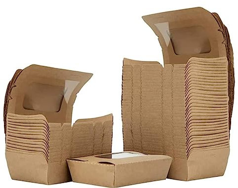 Boîte en carton écologique Kraft avec double fenêtre 1000 cc 150 x 190 x 50 mm pour salade 200 unités