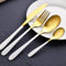 BERGNER Lisboa | Juego de Cubiertos de Acero Inoxidable | Set de 16 Piezas de Color Blanco y Dorado | Mangos Ergonómicos | Fáciles de Lavar | Set de Cubiertos | Acabado Metalizado