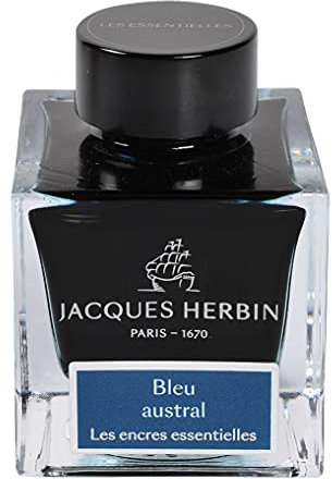 J.Herbin 13116JT - Tintenflakon 50 ml, für Füllfederhalter und Tintenroller geeignet, ideal für Kalligraphie und Kunstprojekte, Blau, 1 Stück