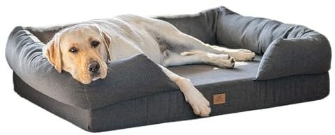 Ferplast Hundekissen Hundesofa Hundebette für Große Hunde Memoryschaum HundemattenOrthopädisches HundebettHundematratze Waschbar 112 x 88 x h 26,5 cm. Grau