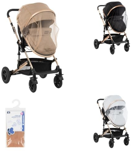Kikkaboo Moskitonetz Kinderwagen, Insektenschutz, Universalgröße Mückennetz Tüll beige