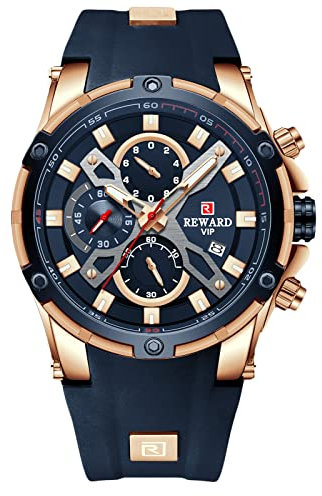 rorios Herrenuhren Sport Chronograph Armbanduhr Leuchtende Uhr Analoger Quarzuhr mit Silikonarmband