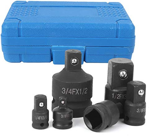 Impact Socket Adapter and Reducer Set, 6Pcs/Set 1/2in 1/4in 3/8in 3/4in Drive Socket Adapter Set with Durable Case, Reducer Converter Adapter Set