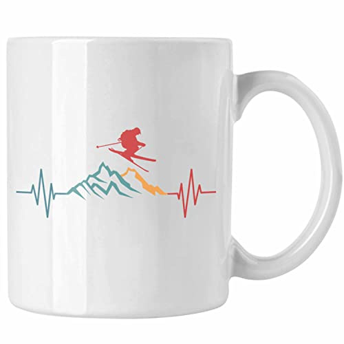Trendation - Ski Tasse Geschenk Grafik Geschenkidee Skifahrer Geschenk Winter (Weiß)