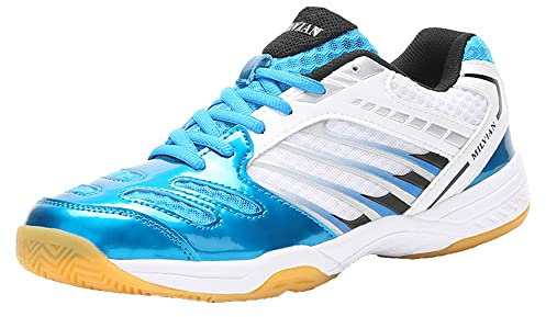 Herren Badminton Tennisschuhe Tischtennisschuhe Racketball Squash Volleyball Sneaker Schuhe Atmungsaktiv Leicht,Blau,39 EU