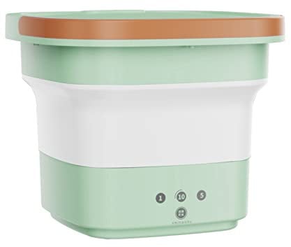CEIEVER Mini machine à laver pliable 220 V avec essoreuse à linge Mini machine à laver avec panier de vidange pour sous-vêtements chaussettes vêtements de bébé (vert) TWK0160-1-178-HJC