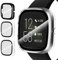 iVoler 3 Pezzi Cover con Vetro Temperato per Fitbit Versa 2, Copertura Completa Custodia Rigida PC, HD Clear Pellicola Protettiva Anti-Graffio Case, 2 Trasparente + 1 Nero