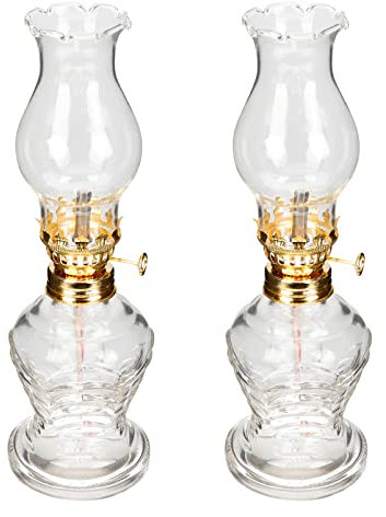 OUNONA Glaskerosinöllampe: 2pcs Kammeröllampe ohne Griff klar Öllampe Laternenkammer Vintage Glasöllampen Klassische Kerosin -Lampen für die Notbeleuchtung m