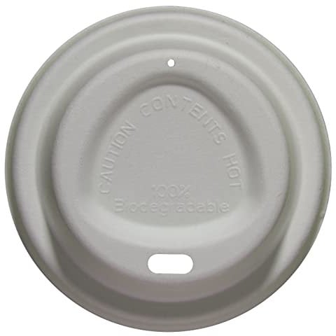 GoCoPack Pack of 100 - Eco-Friendly - 100% Biodegradable - Bagasse - White Coffee Cup Sip Lids - to Fit Standard 8oz Paper Coffee Cups (Small to Fit Standard 8oz Cups)