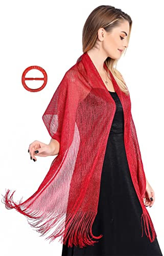 FAIRYGATE Schals Stola für Damen Festlich Weich Spitzenschal mit Fransen Elegante Hochzeitsschals für Frauen Abendkleid Schal A0509