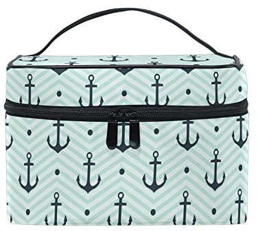 ODAWA Kulturbeutel mit Anker-Muster, wasserdicht, Reise-Organizer-Tasche für Damen und Mädchen, Anker-Muster.