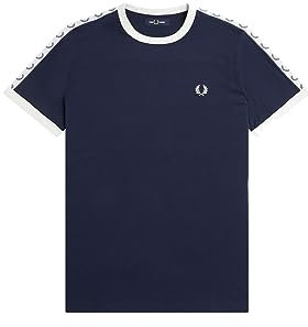 Fred Perry Taped Ringer T-Shirt Carbon Blue, blau, XL
