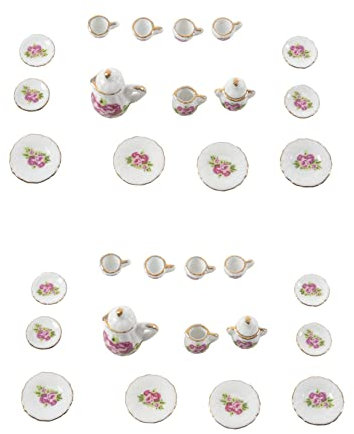 Duendhd Service à thé miniature 30 pièces en porcelaine