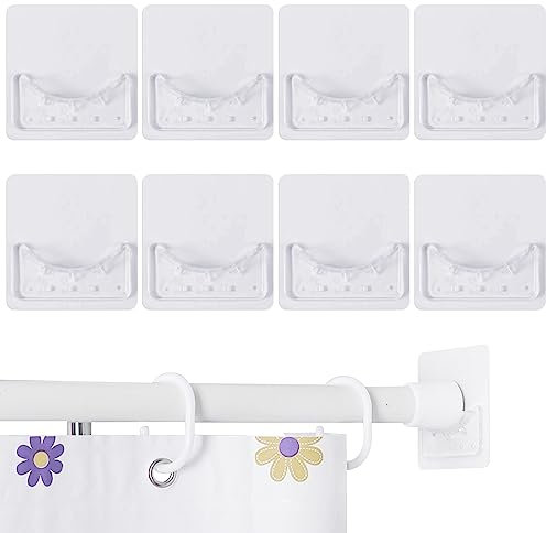 TAFACE 8 supporti per bastone per tenda da doccia, supporto per asta a tensione senza punzone, supporto per bastone per tenda da doccia adesivo per cucina, bagno, camera da letto (trasparente)