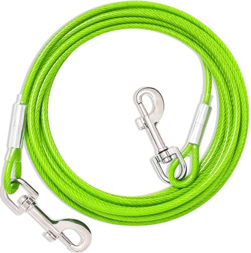 Tie Out Leinen Für Hunde,3/6/9/15m,Tie Out Cables Für Hunde Hofleine,Hofleine Für mittlere bis große Hunde(Grün,3m)