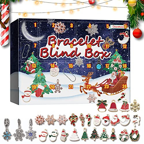 Adventskalender 2023 Weihnacht Countdown Kalender Kinder 24 Tage Adventskalender Countdown Weihnachtsgeschenke Weihnachten Bettelarmband Adventskalender für Kinder Mädchen (B)