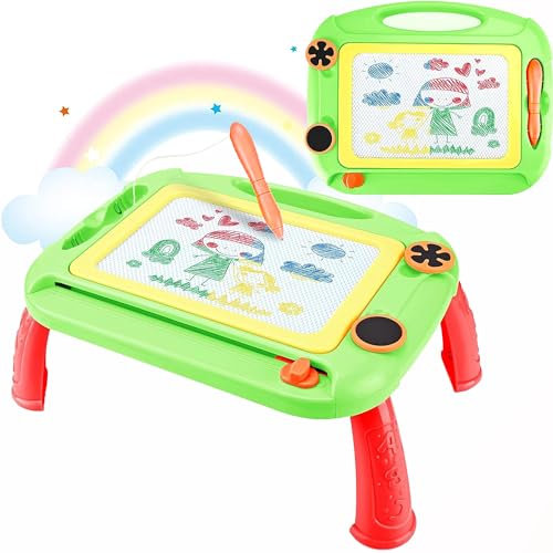 XFLYP Magnetische Zeichentafel, Kinderspielzeug ab 1 2 3 Jahr, Schreibtafel für Magnetische Doodle Board mit Abnehmbaren Füßen Pädagogisches Puzzle Spielzeug Bunte Erasable Geburtstag Geschenk(Grün)