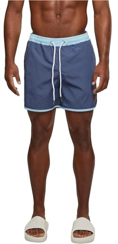 Urban Classics Men's Tb2050-Retro Swim Shorts Trunks, Vintage Blue/Ocean Blue, L