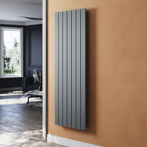 SUNXURY Radiatore piatto, colore antracite, 1800 x 542 mm, radiatore per bagno, design verticale, a doppio strato, con attacco centrale
