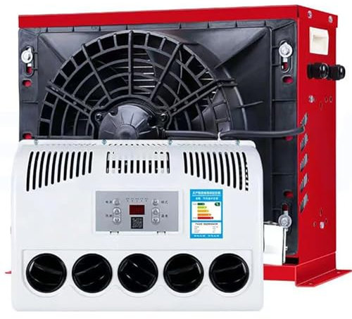 Aire acondicionado eléctrico de 12 V/24 V, refrigeración, máquina integrada, aire acondicionado de estacionamiento para vehículos recreativos, camiones, vehículos de construcción, excavadoras