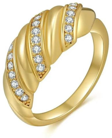 Croissant Geflochtenes gedrehtes Siegel Chunky Dome Ring Stacking Star Band für Frauen und Männer Statement Ehering Minimalistisch