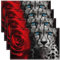 Set von 4 3D Leopard Platzmatten 45Bx30L,Geparden Druck Tischsets,Rote Rose Floral Tischmatten,Afrikanische Safari Tier wasserdichte Tischsets für Erwachsene Männer Frauen,Öl Proof Waschbar