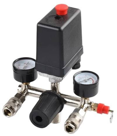 220V/380V 90-120 psi Air Compressor Pump with Pressure Switch Control Valve Manifold Relief Regulator with Gauge (Color : 220V)