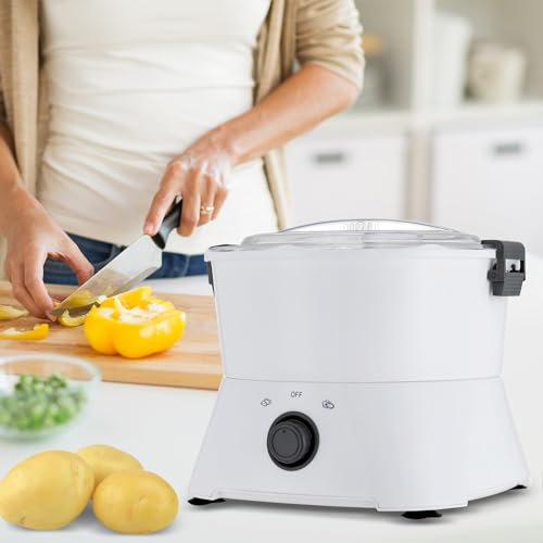 Pelapatate elettrico per patate, 800 g, capacità 85 Watt, con centrifuga, plastica, bianco, 23,6 x 28,3 cm