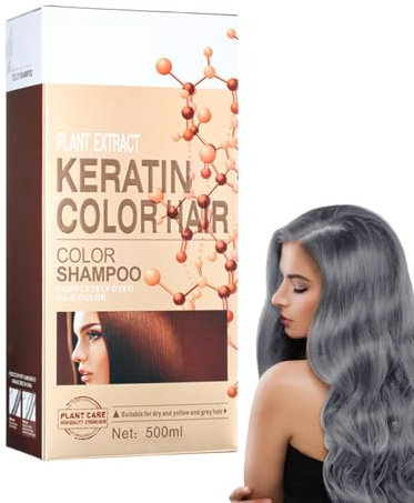 Shampoing Pour Coloration De Cheveux Gris Argenté – Shampoing Pour Teinture Naturelle, 6 En 1, Couvre Les Cheveux Gris, Shampoing De Couleur Longue Durée Pour Hommes Et Femmes, Dure 30 Jours, 500 Ml