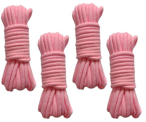 4 pezzi Corda in cotone morbido, Largo 8 mm, Lungo 10 m, Multifunzionale Spesso Corda Intrecciata, per Campeggio, Giardinaggio, Canottaggio, Tiro Alla Fune, Animali Domestici, Arrampicata (Rosa)