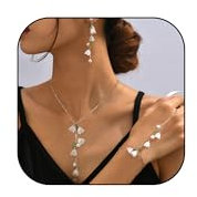 Flower Earrings Bracelet Necklace Set for Women Lily of The Valley Necklace White Fairy Flower Bracelet for Tassel Earrings Birthday Jewelry (SILVER)
