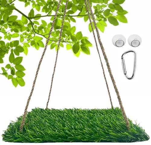 Vogelschaukel Hängematte - Vogelschaukel Sitzstange Matte | Vogelschaukel Matte Groß Vogelschaukel Spielzeug Natürliche Kletterstange Vogelspielzeug mit Haken für Kakadu, Sittiche, Lovebird,